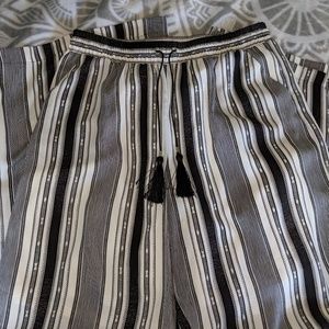 Black white grey striped pants